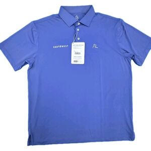 Rhoback Men XL Dusk Blue Performance Polo Shirt NWT East West Logo Short Sleeve